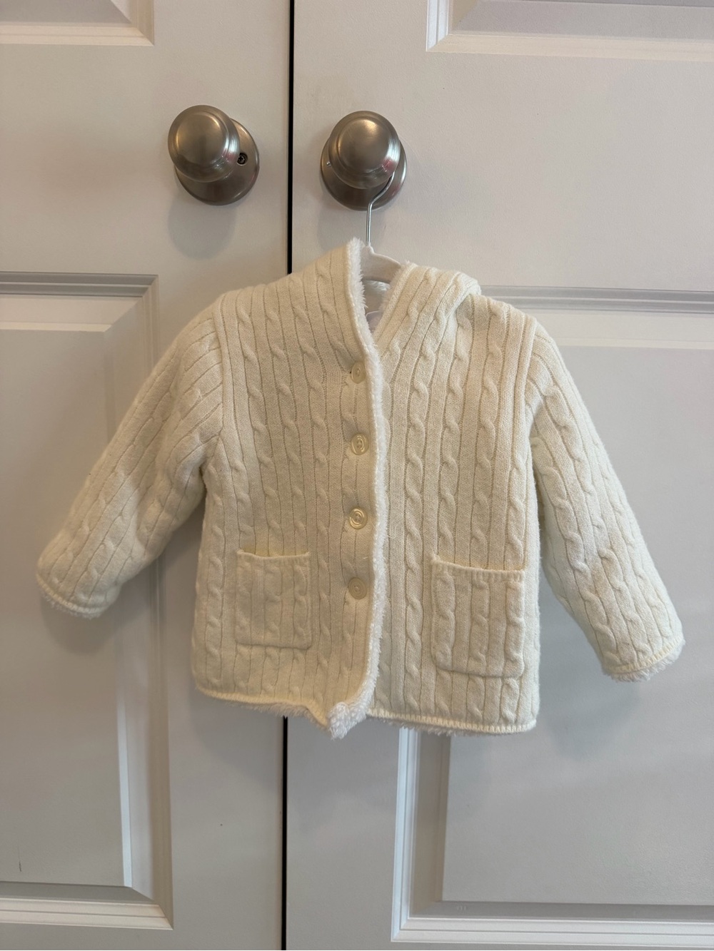 Baby GAP Cream Cable Knit Button-Up Jacket